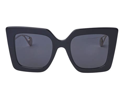 gucci 0435|Gucci Square/Rectangle Sunglasses Black Gold Grey Luxury .